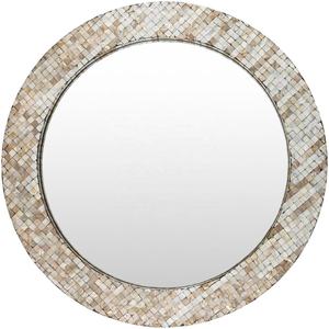 Décoration murale en mosaïque de coquillages artisanale, fabrication directe en gros, miroir rond en nacre de luxe pour intérieur - Product Image 1