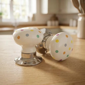 White Polka Dot Porcelain <b>Door</b> Knob Round Cabinet Handle Contemporary Kitchen Drawer Furniture Handle Easy Installation - Product Image 2