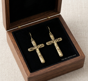 ต่างหูทรงโดมสไตล์บาโรกโบราณ งานแฮนด์เมด ทองเหลืองเคลือบทองโบราณ ดีไซน์รูปกางเขน สำหรับผู้หญิงและผู้ชาย - Product Image 2