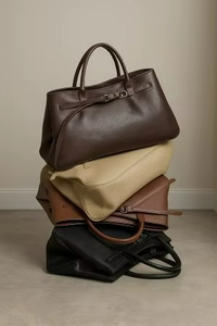 Sac fourre-tout portable en cuir véritable, style vintage, couleur unie, antivol, sac à bandoulière, fermeture ouverte, été, automne, toutes saisons - Product Image 2