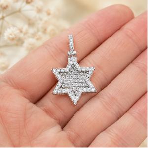 Iced moissanite Stylish Statement Piece Ethnically Inspired Star Shape Hip Hop Custom Trendy 925 Silver Fine <b>Pendants</b> Charms - Product Image 4