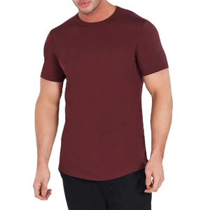 บริการ OEM เสื้อยืดแขนสั้น สีพื้น ปรับแต่งได้ ระบายอากาศดี สไตล์สตรีท ผ้ายืดสแปนเด็กซ์/โพลีเอสเตอร์ เสื้อยืดผู้ชาย - Product Image 1