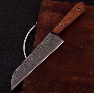 Couteau de Chef SM Knives 2026 de Haute Qualité en Acier Damas Écologique de Grade Industriel, Manche en Bois Fait Main, Lame à Pointe Tombante, Biseau 13 - Product Image 4