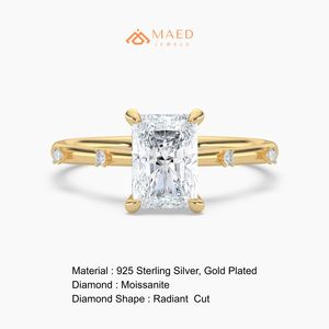 แหวนหมั้นเพชรโมอิสซาไนต์ทรงเรเดียนท์เคลือบทอง 18K เครื่องประดับเจ้าสาวสำหรับผู้หญิง สหรูหราแบบอเมริกัน - Product Image 6