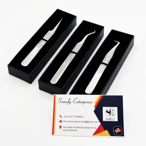 Pinzas de pestañas de acero inoxidable con etiqueta privada personalizada, nuevo diseño de agarre, herramienta hecha a mano para extensiones de pestañas postizas sostenibles - Product Image 5