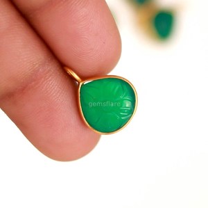 Natural Green Onyx Flower Flower Pendant <b>Charm</b> 925 Sterling <b>Silver</b> Jewelry Hand Carved Gemstone Pendant Heart <b>Charm</b> For Jewelry - Product Image 2