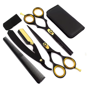 Kit de Tijeras de Peluquería Profesionales de Acero Inoxidable de Primera Calidad con Recubrimiento de Color, Juego de Tijeras para Adelgazar el Cabello con Peine y Pinza, Herramientas de Salón - Product Image 2