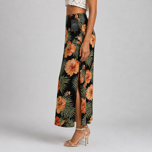Falda Maxi Hawaiana Personalizada para Mujer, Otoño, Estampado Floral Tropical, Estilo Playero, Casual, Ligera, 100% Algodón, Venta al Por Mayor - Product Image 4