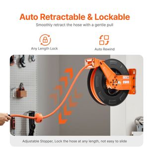 Avvolgitubo Ibrido a Doppio Braccio 3/8 X 65FT Max 300PSI, Avvolgitubo Retrattile per Compressore d'Aria, Accessori e Ricambi per Utensili Pneumatici - Product Image 4