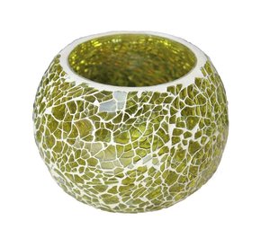 Portavelas de Cristal Dorado con Mosaico, Acabado Craquelado, Lámpara Votiva Decorativa para Decoración del Hogar, Centro de Mesa Romántico - Product Image 6