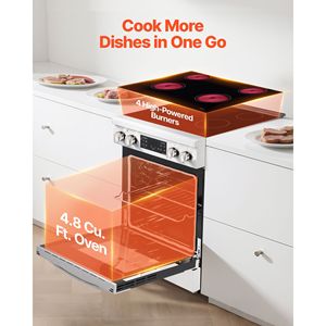 Cucina a gas compatta a 4 fuochi in acciaio inossidabile, autoportante, con forno elettrico da 30 pollici e 4,8 Cu. Forno con Capacità di [X] Ft.² - Product Image 5
