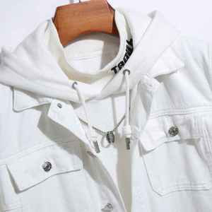 แจ็คเก็ตยีนส์ผู้ชายคุณภาพสูงแบบเรียบ สีขาว ผ้าฝ้าย 100% เป็นมิตรกับสิ่งแวดล้อม ระบายอากาศได้ดี แห้งเร็ว - Product Image 4