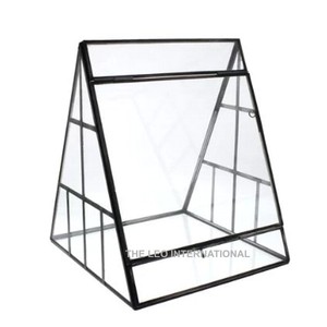 3-Compartment Terrarium Holder Vintage Style Iron And Glass Organizer Golden Frame For Flower Decoration Glass Vases - Product Image 5