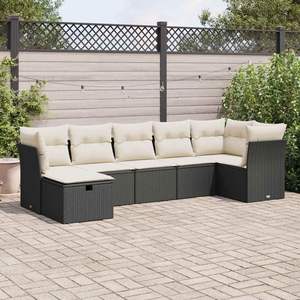 Black Pe <b>Rattan</b> Garden <b>Sofa</b> Set With Storage 6 Seater Outdoor Furniture - Product Image 3