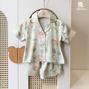 SeunKids Kids Latin Silk Short Sleeve Pajama Top with Shorts Soft Comfortable Sleepwear - Product Image 2