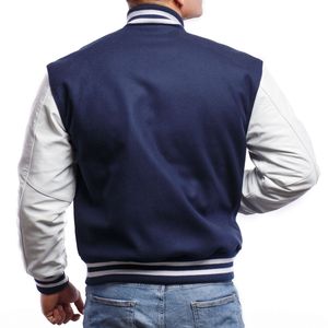 2024 Navy Blue Wool College <b>Jackets</b> for <b>Men</b> High Quality Varsity Letterman Winter Streetwear Thin Winter <b>Jacket</b> - Product Image 3