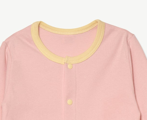 JALBEBE Set loungewear unisex con bottoni, maniche lunghe, morbido tessuto a costine, 100% cotone, top e pantaloni per neonati, due pezzi - Product Image 6