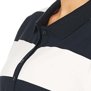 Polo a Rayas para Mujer, Manga Corta, Algodón Oxford, Estilo Casual, Color Azul Marino y Blanco, Corte Regular - Product Image 2