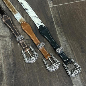 Correa de Sombrero Estilo Occidental de Cuero Vacuno Genuino al por Mayor OEM, con Hebilla Plateada en las Correas para Unisex - Product Image 6
