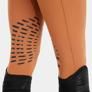 Pantalones de equitación de cintura alta para mujer, largos, de punto, de nailon y spandex, con bolsillos, color naranja - Product Image 6