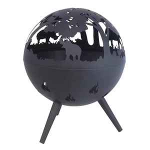 Brasero rond en acier pour extérieur avec écran anti-étincelles, chauffage de patio à bois, foyer décoratif pour jardin et cour - Product Image 3