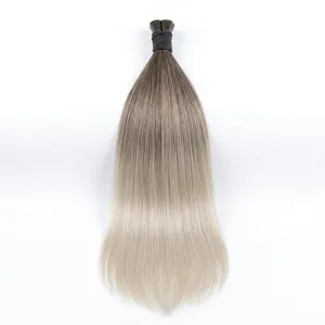 Ombre Ash <b>Blonde</b> Human Hair Wefts Long Straight Bulk Hair Extensions Natural Color Gradient ombre hair wefts 100% unprocessed - Product Image 6