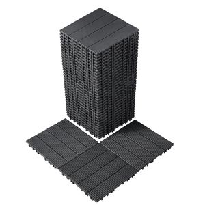 Paquete de 36 Baldosas de Terraza Encajables de 11.6"x11.6" (36 Pies Cuadrados) Suelo de Plástico Impermeable para Exteriores, para Todo Tipo de Clima, Tarima para Patio - Product Image 1