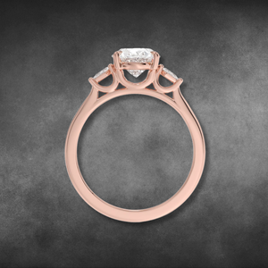 แหวนเพชรทรงรีสามเม็ด ได้รับการรับรองจาก IGI ผลิตในห้องปฏิบัติการ ทอง 14K 18K ประดับเพชรทรงว่าวด้านข้าง แหวนหมั้น เครื่องประดับชั้นดี สำหรับเธอ เป็นของขวัญ - Product Image 4