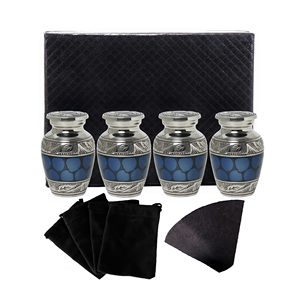 Petites urnes commémoratives en laiton bleu nuage, lot de 4, pour cendres humaines |   Mini-cercueil pour cendres funéraires, pour lieux sacrés - Product Image 1