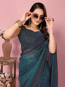 Meilleurs saris en soie zari prêts à porter de créateurs pour femmes pour les mariages, les fêtes, nouveaux modèles ethniques indiens pakistanais - Product Image 5