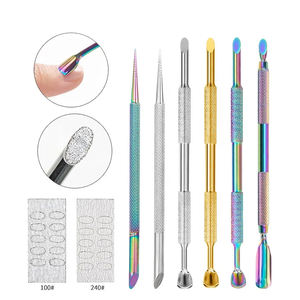 Pousse-cuticules double tête en acier inoxydable pour pédicure et manucure, outil de nettoyage des peaux mortes - Product Image 2