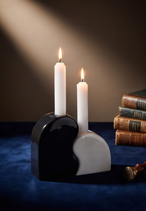 Porte-bougies décoratifs en métal noir et blanc texturé pour mariage et événements - Product Image 4