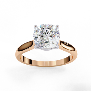 <b>Cushion</b> Cut Lab Grown Diamond Solitaire Engagement Ring in Gold Classic 4-Prong Setting - Product Image 2
