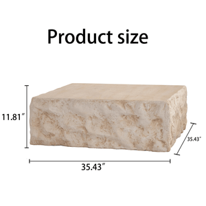 Tavolino da Caffè Beige Stile Mid-Century Moderno, Design Vintage Effetto Pietra per Soggiorno - Product Image 2