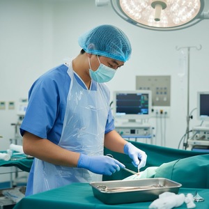 Tablier sans manche PE jetable étanche pour le nettoyage médical de l'hôpital et l'utilisation des services alimentaires - Product Image 1