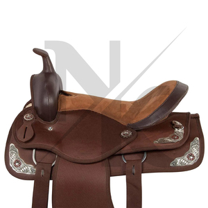 Selle de cheval western de qualité supérieure, durable, en cuir de vachette premium, pour la randonnée équestre, équipement de travail au ranch, selle marron - Product Image 5