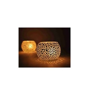 Customized Logo Hand Straight Shape Mosaic Glass Tealight Candle Holder <b>Container</b> for Home Wedding Party Decoration - Product Image 3
