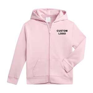 Sudadera con Capucha Rosa Personalizada con Logotipo, Unisex, de Algodón y Felpa, con Cierre, Informal, para Otoño, con Bolsillo Frontal Estampado, Corte Regular - Product Image 1