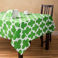 Nappe carrée en coton et lin imprimée de motifs floraux verts, design classique, lavable, pour usage domestique