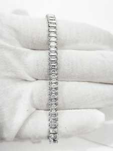 Pulsera de tenis de lujo estilo Hip Hop de plata de ley 925 con incrustaciones de moissanita VVS de corte baguette brillante para mujer - Product Image 4