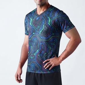 Camiseta de fabricante de ropa para hombre, producto de verano, elástica, con cuello redondo, para hombre. - Product Image 1