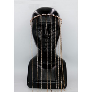 Nakab musulman pour femmes Leyar Nakab masque facial plaqué or Dubai bijoux Namajr Nakab Hijab Long pompon chaîne accessoire de cheveux - Product Image 1