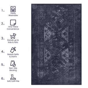 Ensemble de tapis de porte lavables MAVAL noir 2 x 3, tapis d'intérieur noir et gris - Product Image 5