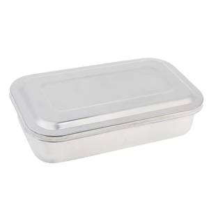 Conteneur de stockage alimentaire en acier inoxydable rectangulaire avec couvercle finition argentée - Product Image 1