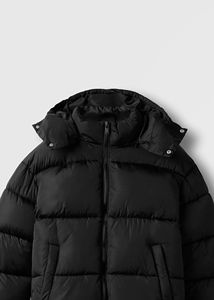 Veste d'hiver pour homme avec capuche réglable, veste matelassée noire, manteau chaud, logo personnalisé OEM - Product Image 6