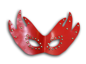 Masque en cuir véritable HMB-571D, couleur noire, avec décorations en clous, tenue de club, unisexe, quatre saisons, taille unique - Product Image 4