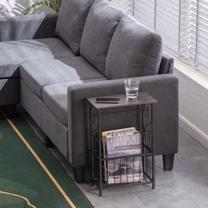 Tavolino Laterale Multifunzionale RT Marrone Scuro con Portariviste e Porta Fazzoletti per Arredamento Bagno - Product Image 2