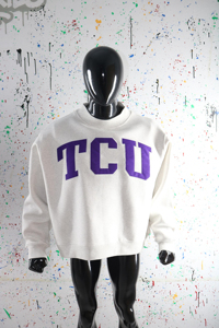 Sudadera con cuello redondo y estampado de letras TCU, unisex, corte regular, jersey de punto, ropa informal de otoño, CLUSH SPORTS - Product Image 4