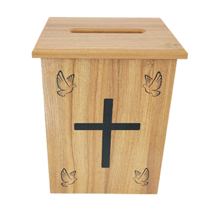 Cajas de donaciones de madera con cruz y palomas, caja de recogida de donaciones ideal para iglesias, capillas, catedrales de Vietnam - Product Image 1