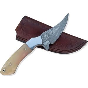 Custom Handmade Damascus Steel Fixed Blade Hunting Skinning <b>Knife</b> with <b>Bone</b> <b>Handle</b> Premium Holster Outdoor Camping - Product Image 1
